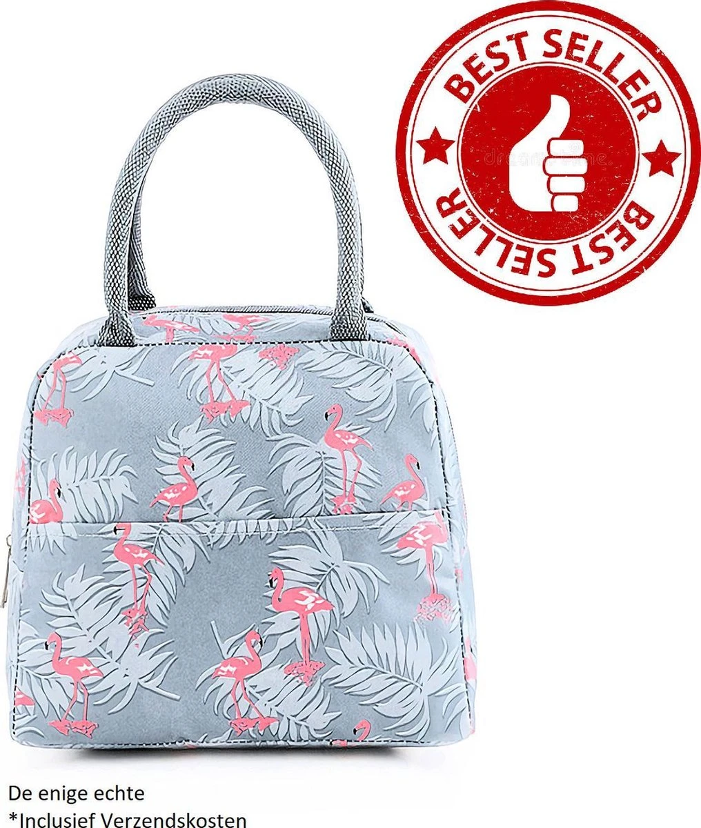 Koeltas - Lunchtas - Volwassenen En Kinderen - Compact & Handig: Zomer - Picknick -School - Lunch - Werk - Grijs Flamingo 7 Koeltas - Lunchtas - Volwassenen En Kinderen - Compact & Handig: Zomer - Picknick -School - Lunch - Werk - Grijs Flamingo - Afbeelding 7