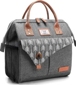 HN® Lunchtas Grijs Pijlen, Geïsoleerde Koeltas, Lekvrij, Extra Grote Opening Voor De Lunch Box, 25×16,5×26cm Design Heren En Dames -Home Furniture Shop 1079x1200 1