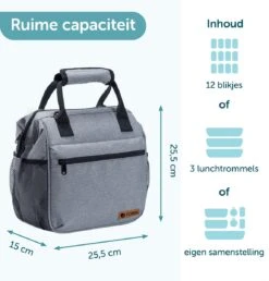 ForDig Lunchtas Grijs - Koeltas Gemaakt Van 600D Polyester Met PEVA-Voering - Ruimte Voor Lunchtrommel / Snacks / Blikjes - Koel Tas Met Mesh Opbergruimtes En Ruimte Voor Bestek - Lunch Tas Cool Bag - Coolerbag - Kleine Cooler -Home Furniture Shop 1150x1200