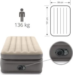 Intex Prime Comfort - Luchtbed - 1-Persoons - 99x191x51 Cm (BxLxH) - Grijs - Met Ingebouwde Motorpomp -Home Furniture Shop 1167x1200 2