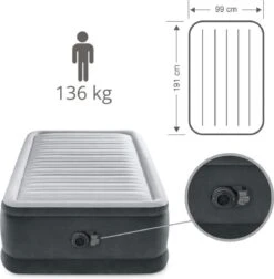 Intex Luchtbed - 1-Persoons - 99 X 191 X 46 Cm - Grijs - Met Ingebouwde Pomp, Hoeslaken Antraciet En Reparatieset -Home Furniture Shop 1177x1200 1
