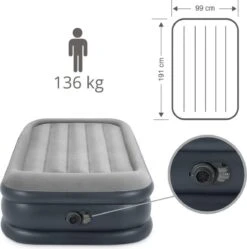 Intex Luchtbed - 1-Persoons - 99 X 191 X 42 Cm - Grijs - Met Pomp, Hoeslaken Zwart En Reparatieset -Home Furniture Shop 1189x1200 2