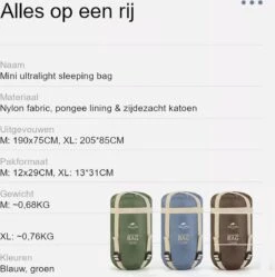 Naturehike® Slaapzak - Lichtgewicht - 190*75cm - Compact - Waterdicht - 3 Seizoenen Slaapzak Lente, Zomer & Herfst - Outdoor - Slaapzakken Volwassen & Kinderen -Home Furniture Shop 1190x1200 2