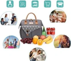 HN® Lunchtas Grijs Pijlen, Geïsoleerde Koeltas, Lekvrij, Extra Grote Opening Voor De Lunch Box, 25×16,5×26cm Design Heren En Dames -Home Furniture Shop 1200x1022