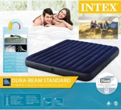 Intex Luchtbedset Intex Luchtbed - 2-Persoons - 183 X 203 X 25 Cm - Blauw + Intex Elektrische Pomp - 650 Liter/min + Hoeslaken Wit + Reparatieset -Home Furniture Shop 1200x1084