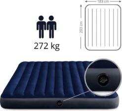 Intex Luchtbedset Intex Luchtbed - 2-Persoons - 183 X 203 X 25 Cm - Blauw + Intex Elektrische Pomp - 650 Liter/min + Hoeslaken Wit + Reparatieset -Home Furniture Shop 1200x1089