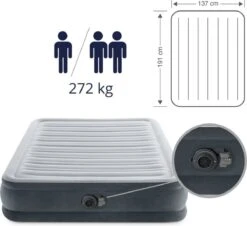 Intex Luchtbed - Twijfelaar - 137 X 191 X 33 Cm - Grijs - Met Ingebouwde Pomp, Hoeslaken Antraciet En Reparatieset -Home Furniture Shop 1200x1100 1