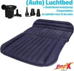 Opblaas Auto Matras - Luchtbed Voor In De Wagen - Camping Bank - Luchtmatras Achterbank - Donkerblauw Luchtbed - 184.9x130