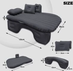 Flightmode - Opblaasbaar Matras Voor Auto, Opblaasbaar Bed, Autostoel, Comfortabel, Met Elektrische Luchtpomp En 3 Adapters, 2 Kussens En Transporttas, Voor Camping, Reizen, Strand -Home Furniture Shop 1200x1166 6