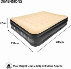 Merkloos Avenli 88030 Hoog Verhoogd Gevlokt Luchtbed | Queensize | Ingebouwde Pompen | Snelle En Gemakkelijke Inflatie -Home Furniture Shop 1200x1173