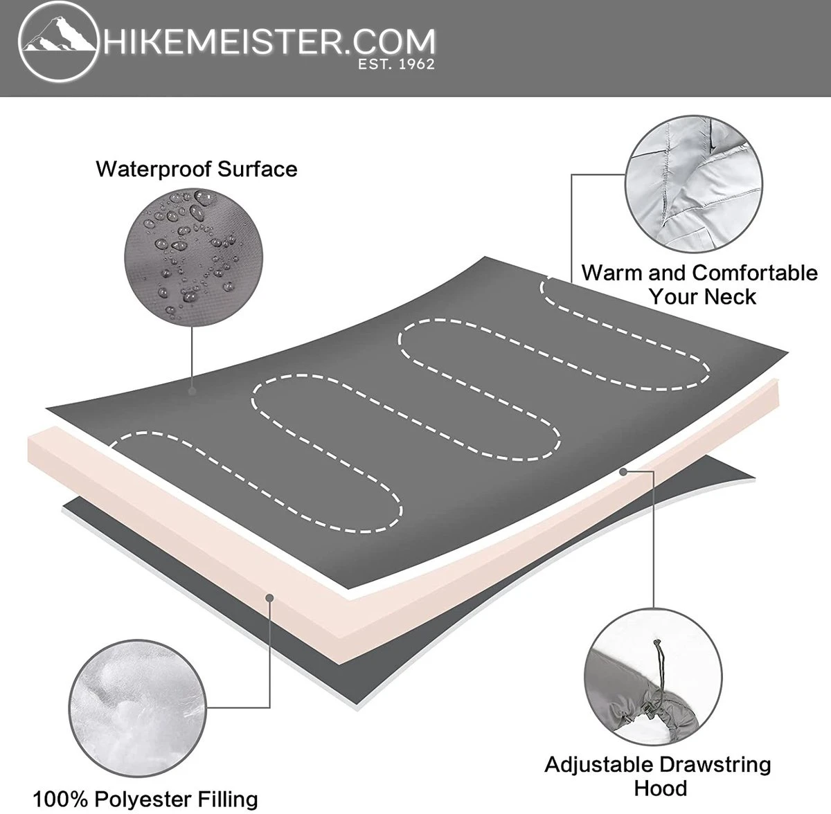 Meisterhome® Mummy Slaapzak - Kamperen - Antraciet - Ca. 220 X 75 Cm - Incl. Draagtas 3 Meisterhome® Mummy Slaapzak - Kamperen - Antraciet - Ca. 220 X 75 Cm - Incl. Draagtas - Afbeelding 3