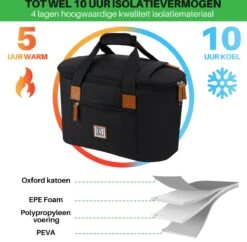 Brisby 4 Laags Geïsoleerde Koeltas - Boodschappentas 21 Liter - Zwart -Home Furniture Shop 1200x1178 14