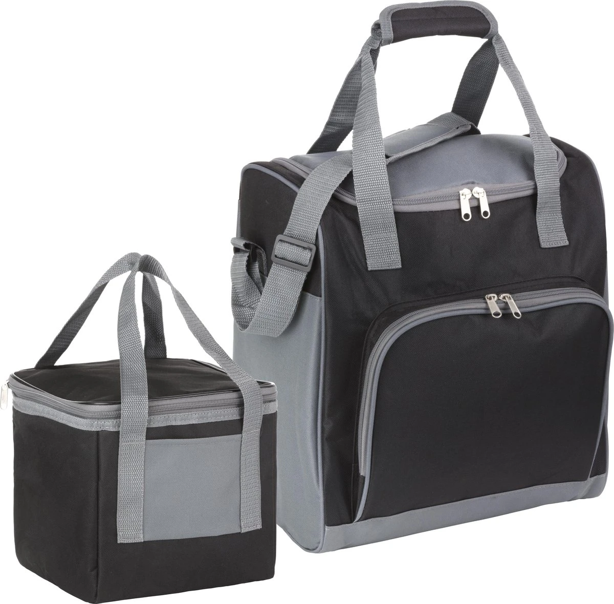 Basis Sterke Koeltas Set - 25 + 10 Liter - Lunchtas - Geïsoleerde Koeltassen - Picknicktas - Coolerbag - Zwart 1 Basis Sterke Koeltas Set - 25 + 10 Liter - Lunchtas - Geïsoleerde Koeltassen - Picknicktas - Coolerbag - Zwart
