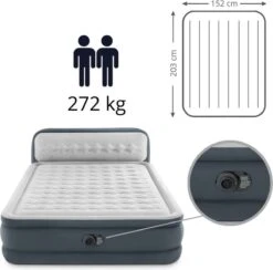 Intex 64448 - Queen Deluxe Ultra-Plush Zelfopblazend 2-persoons Luchtbed Met Hoofdboord (203x152x46cm) -Home Furniture Shop 1200x1183 3