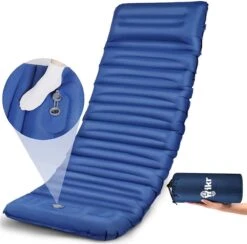 Hikr® Slaapmat 10cm+ Dikte - Comfortabel Luchtmatras - Zelfopblazend Met De Voet - TPU+40D Nylon - Slaapmatje Eenpersoons En Uit Te Breiden Tot Tweepersoons - Slaapmat Met Ingebouwde Pomp