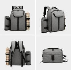 Kono Koeltas - Koelrugzak - Picknick - Picknicktas Met Flessenhouder - Koelrugtas Met Picknickkleed - Grijs (E6915 GY) -Home Furniture Shop 1200x1191 4