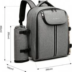 Kono Koeltas - Koelrugzak - Picknick - Picknicktas Met Flessenhouder - Koelrugtas Met Picknickkleed - Grijs (E6915 GY) -Home Furniture Shop 1200x1199 3