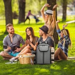 Kono Koeltas - Koelrugzak - Picknick - Picknicktas Met Flessenhouder - Koelrugtas Met Picknickkleed - Grijs (E6915 GY) -Home Furniture Shop 1200x1200 128