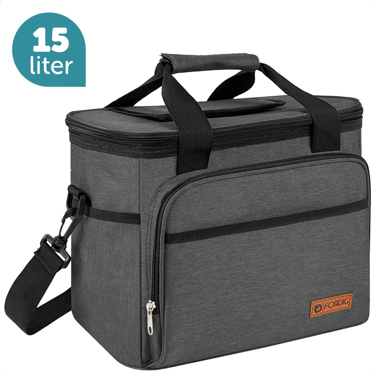 ForDig Koeltas L Zwart (15 Liter) - Gemaakt Van 600D Polyester Met PEVA-Voering - Ruimte Voor 20 Blikjes Of 10 Halve Liter Flessen - Opvouwbaar Koel Tas Met Easy-Acces Flap - Ruimte Voor Bestek - Picknick Cool Bag - Coolerbag - Grote Cooler 1 ForDig Koeltas L Zwart (15 Liter) - Gemaakt Van 600D Polyester Met PEVA-Voering - Ruimte Voor 20 Blikjes Of 10 Halve Liter Flessen - Opvouwbaar Koel Tas Met Easy-Acces Flap - Ruimte Voor Bestek - Picknick Cool Bag - Coolerbag - Grote Cooler