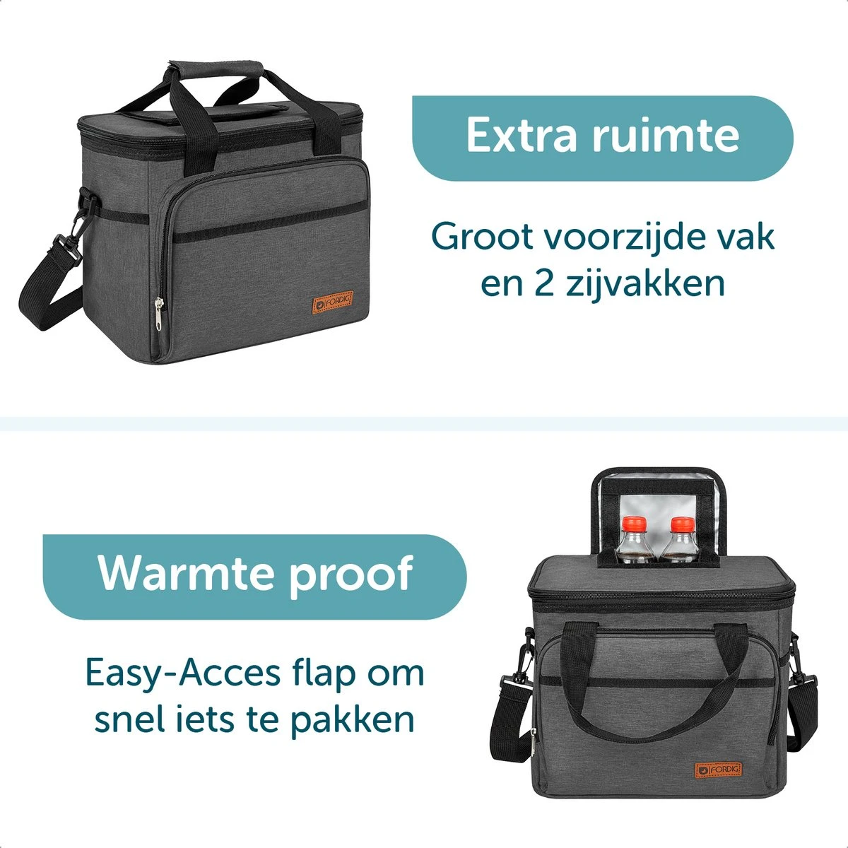 ForDig Koeltas L Zwart (15 Liter) - Gemaakt Van 600D Polyester Met PEVA-Voering - Ruimte Voor 20 Blikjes Of 10 Halve Liter Flessen - Opvouwbaar Koel Tas Met Easy-Acces Flap - Ruimte Voor Bestek - Picknick Cool Bag - Coolerbag - Grote Cooler 6 ForDig Koeltas L Zwart (15 Liter) - Gemaakt Van 600D Polyester Met PEVA-Voering - Ruimte Voor 20 Blikjes Of 10 Halve Liter Flessen - Opvouwbaar Koel Tas Met Easy-Acces Flap - Ruimte Voor Bestek - Picknick Cool Bag - Coolerbag - Grote Cooler - Afbeelding 6