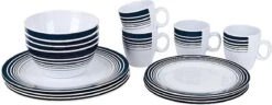 Bo-Camp - Servies - Classic - 16-Delig - Wit/Navy -Home Furniture Shop 1200x466