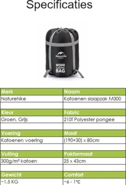 Naturehike® Slaapzak Katoen - 6 Tot 1 Graden - Slaapzakken Volwassenen - 220*80cm - 4 Seizoenen Slaapzak Lente, Zomer, Herfst & Winter - Lichtgewicht & Waterdicht -Home Furniture Shop 818x1200